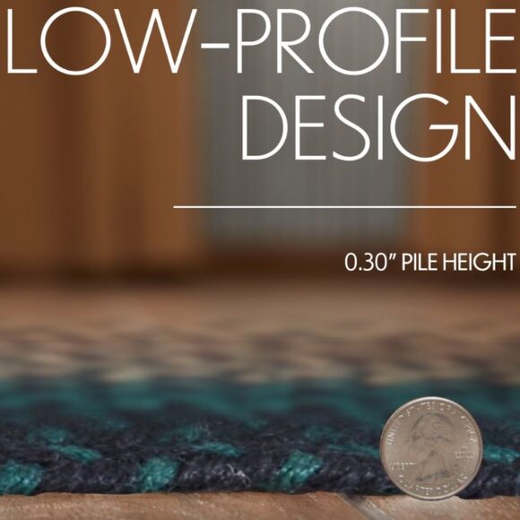 Farmhouse Jute Braided Rectangle Throw Rug Pine Green Tan Floor Mat Rustic - Picture 4 of 5